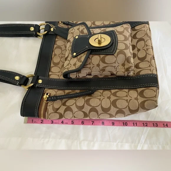 Coach Vintage Legacy 65th Anniversary Gigi turnlock tote bag,brown,black leather - Picture 12 of 16